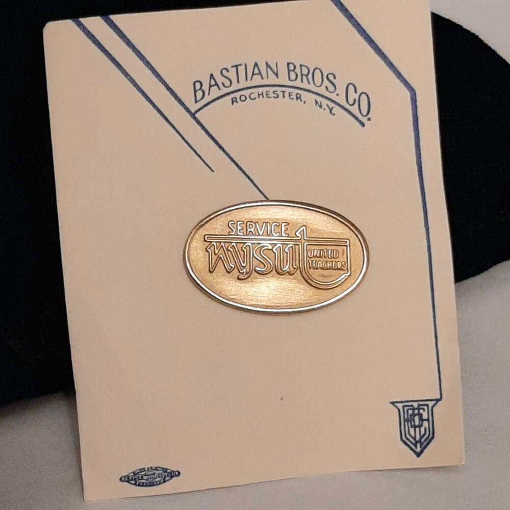 Vintage 24K Gold Plated New York State United Teachers Lapel Pin Bastian Bros Co